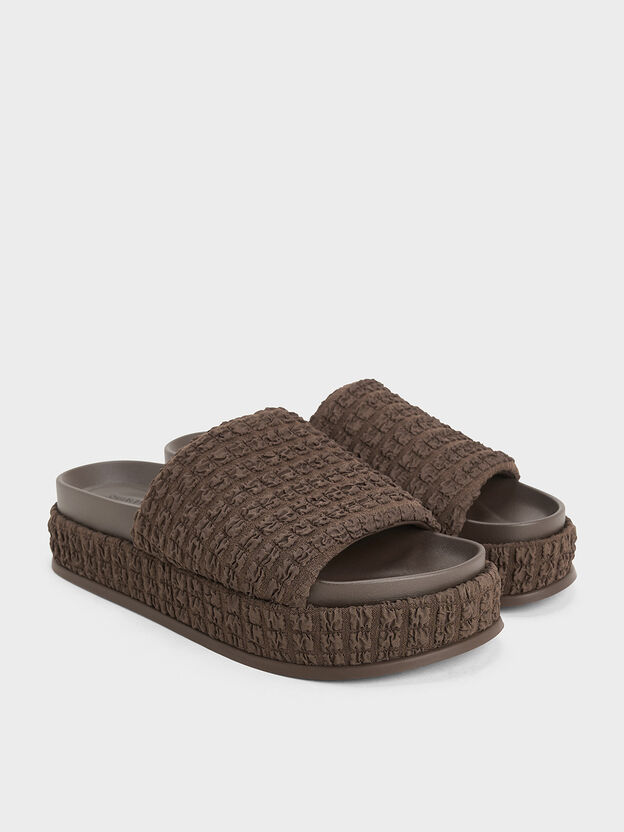 Loren Textured Platform Sandals, Dark Brown, hi-res