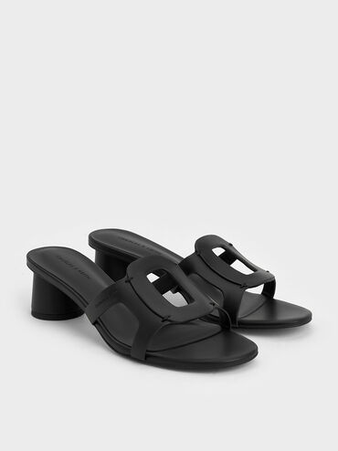 Easley Cut-Out Heeled Sandals, Black, hi-res