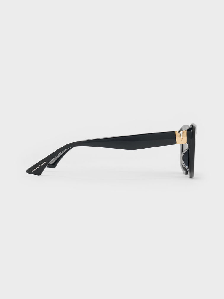 Alix Recycled Acetate Metallic-Accent Butterfly Sunglasses, Black, hi-res