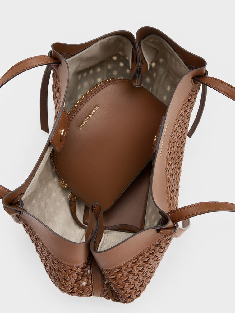Calla Woven Tote Bag, Chocolate, hi-res