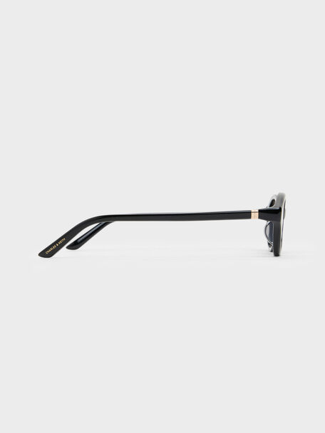 Pecola Oval Sunglasses, Black, hi-res
