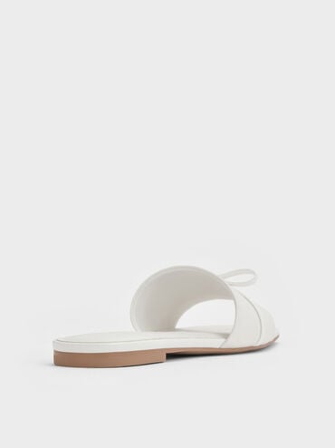 Bow Slide Sandals, White, hi-res