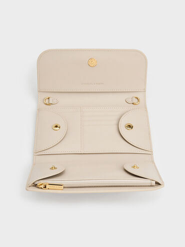 Octavia Front Flap Long Wallet, Ivory, hi-res
