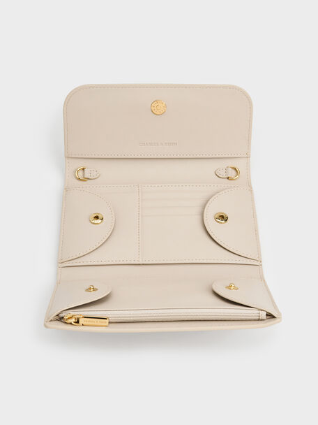Octavia Front Flap Long Wallet, Ivory, hi-res