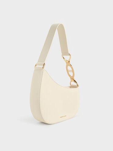 Asymmetrical Shoulder Bag, Cream, hi-res
