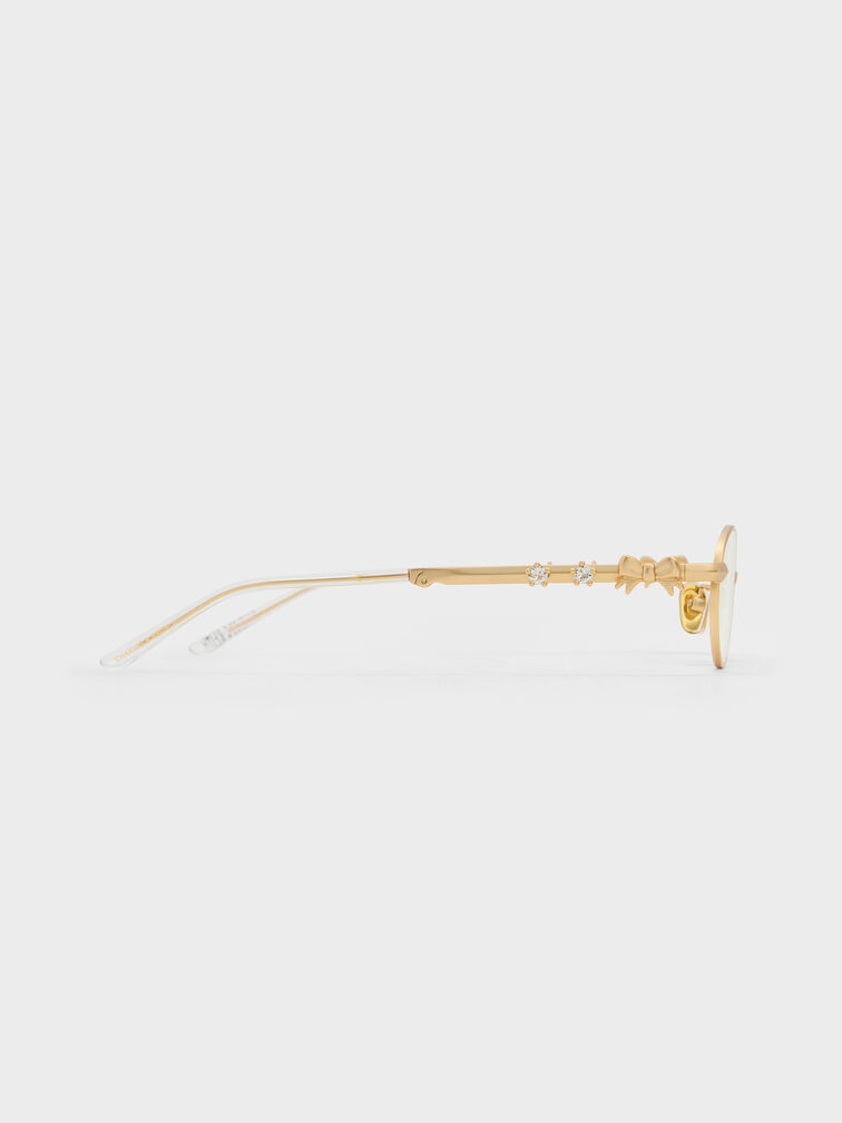 Paige Bow Crystal Clear Sunglasses, Brush Gold, hi-res