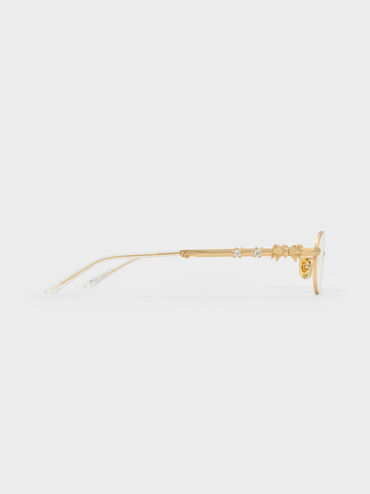 Paige Bow Crystal Clear Sunglasses, Brush Gold, hi-res