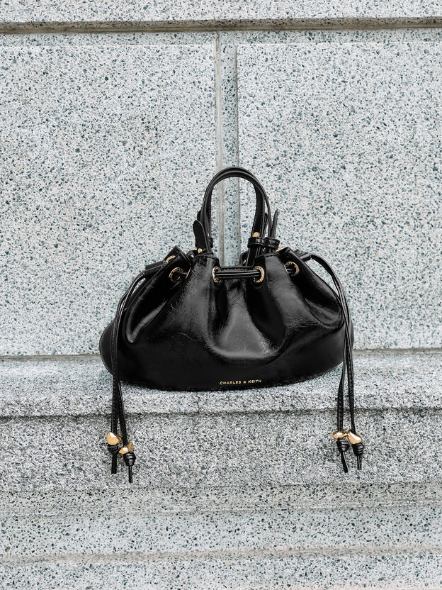 Mini Moxie Drawstring Bucket Bag, Black, hi-res