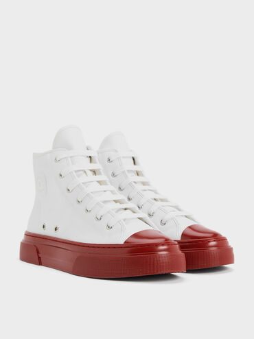 Kay Two-Tone High-Top Sneakers, Red, hi-res