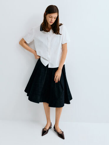 Crinkle-Effect Pointed Ballet Flats, Burgundy, hi-res