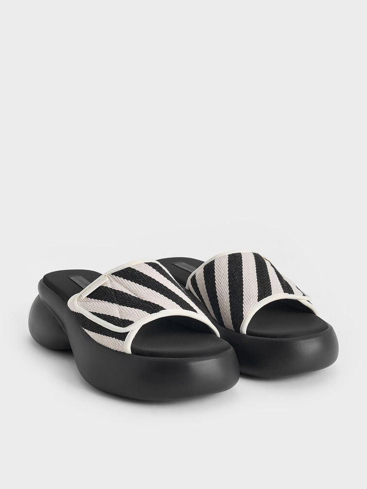 Striped Platform Sporty Slide Sandals, Multi, hi-res