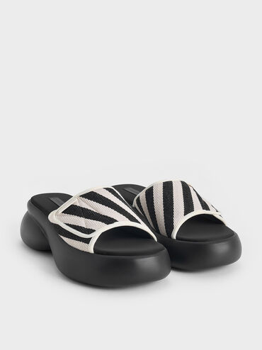 Striped Platform Sporty Slide Sandals, Multi, hi-res