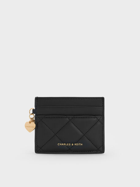 Arrietty Quilted Card Holder, Black, hi-res