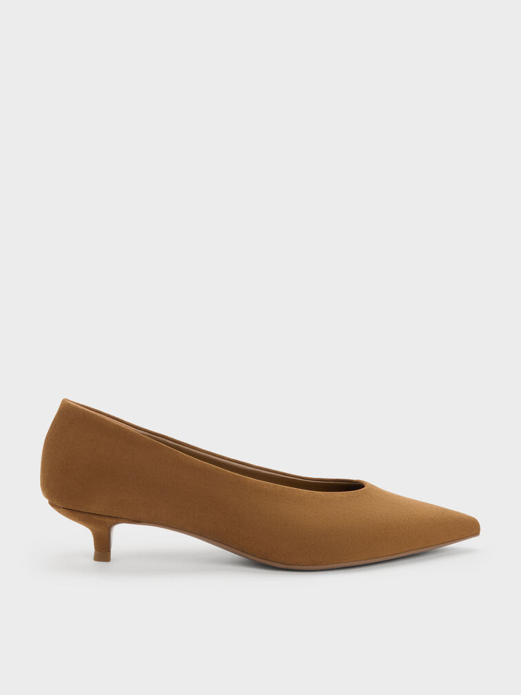 Emelia Faux Suede Kitten Heels, Camel, hi-res