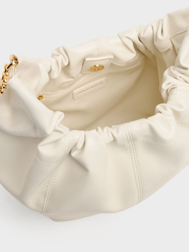 Ciara Ruched Hobo Bag, Cream, hi-res