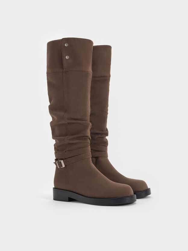 Eilis Faux Suede Thigh-High Boots, Dark Brown Textured, hi-res