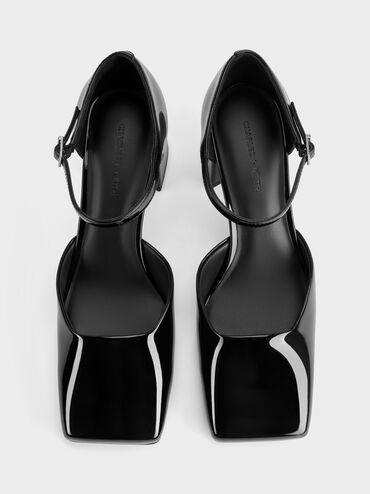 Patricia Patent Square-Toe D'Orsay Pumps, Black Patent, hi-res