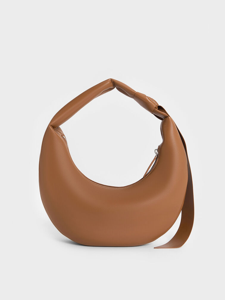 Mini Toni Knotted Crescent Hobo Bag, Chocolate, hi-res