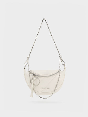 Philomena Half-Moon Crossbody Bag, Cream, hi-res