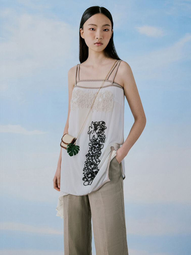 Blume Canvas Braided Chain-Handle Wallet, Taupe Canvas, hi-res