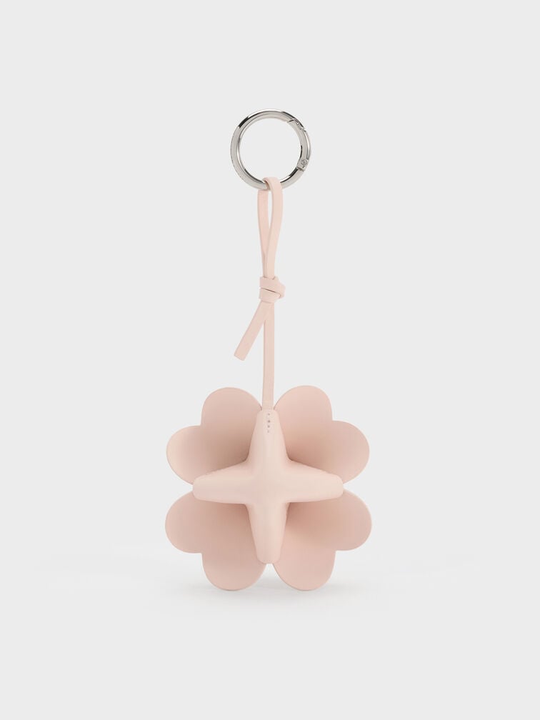 Four-Leaf Clover Heart Charm, Powder Pink, hi-res