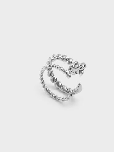 Sable Rope-Knot Two-Ring Set, Silver, hi-res
