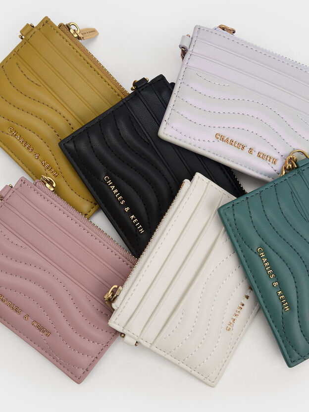 Aubrielle Wavy-Stitch Card Holder, Cream, hi-res