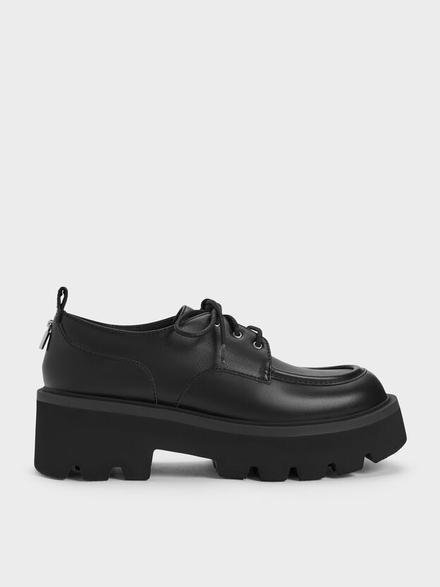 Griselda Ridged-Sole Derbys, Black, hi-res