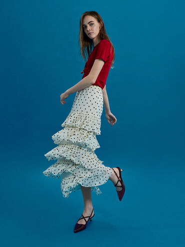 Pauline Patent Crossover Slingback Kitten Heels, Maroon, hi-res