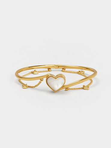 Annalise Heart Stone Chain-Link Bracelet, Gold, hi-res