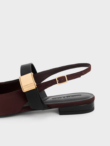 Yvette Faux Suede Pointed-Toe Mary Jane Flats, Dark Brown, hi-res