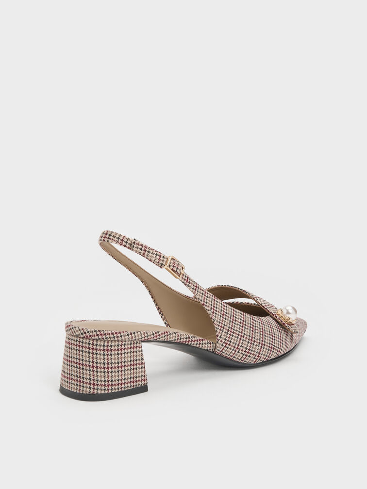 Marie Checkered Pearl Slingback Pumps, Multi, hi-res