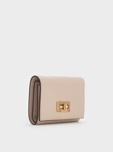 Edna Turn-Lock Knotted-Strap Wallet, Oat, hi-res