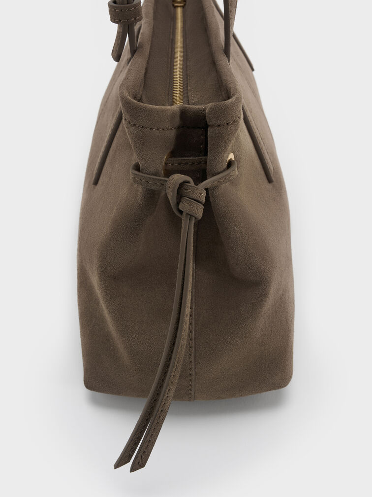 Noane Elongated-Handle Shoulder Bag, Stone Grey, hi-res