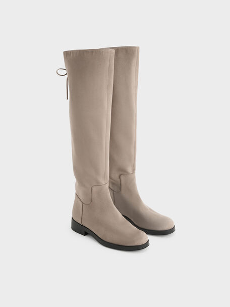 Louisa Faux Suede Fold-Over Thigh-High Boots, Taupe, hi-res
