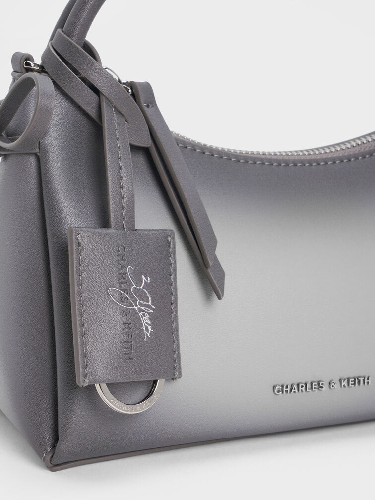 Hazel Burnished Bow Top Handle Bag, Grey, hi-res