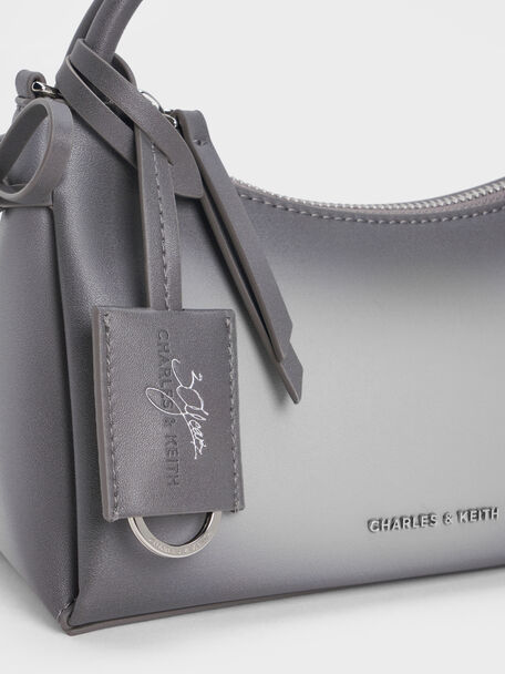 Hazel Burnished Bow Top Handle Bag, Grey, hi-res