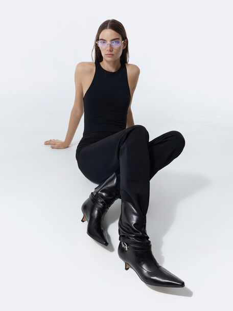 Karter Kitten-Heel Boots, Black, hi-res
