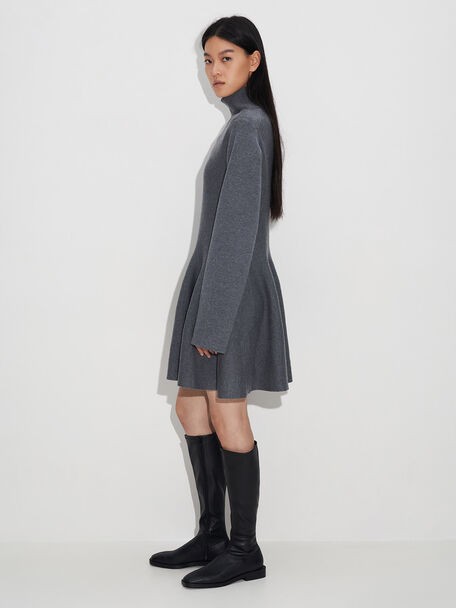 Sasky Knee High Flat Boots, Black, hi-res