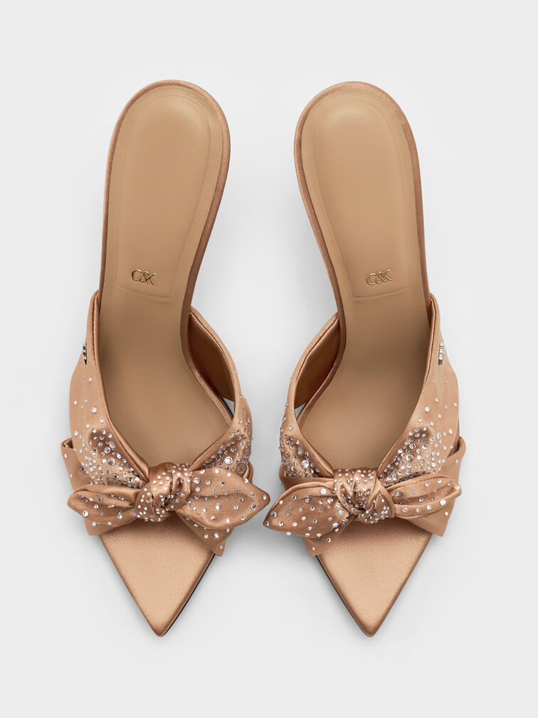 Jayce Crystal Stiletto Mules, Nude, hi-res