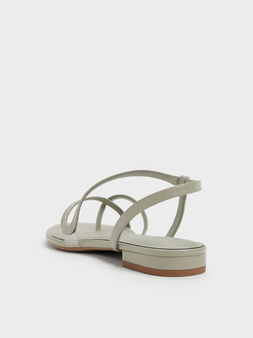 Arden Wavy Strappy Toe-Ring Flat Slingback Sandals, Mint Green, hi-res
