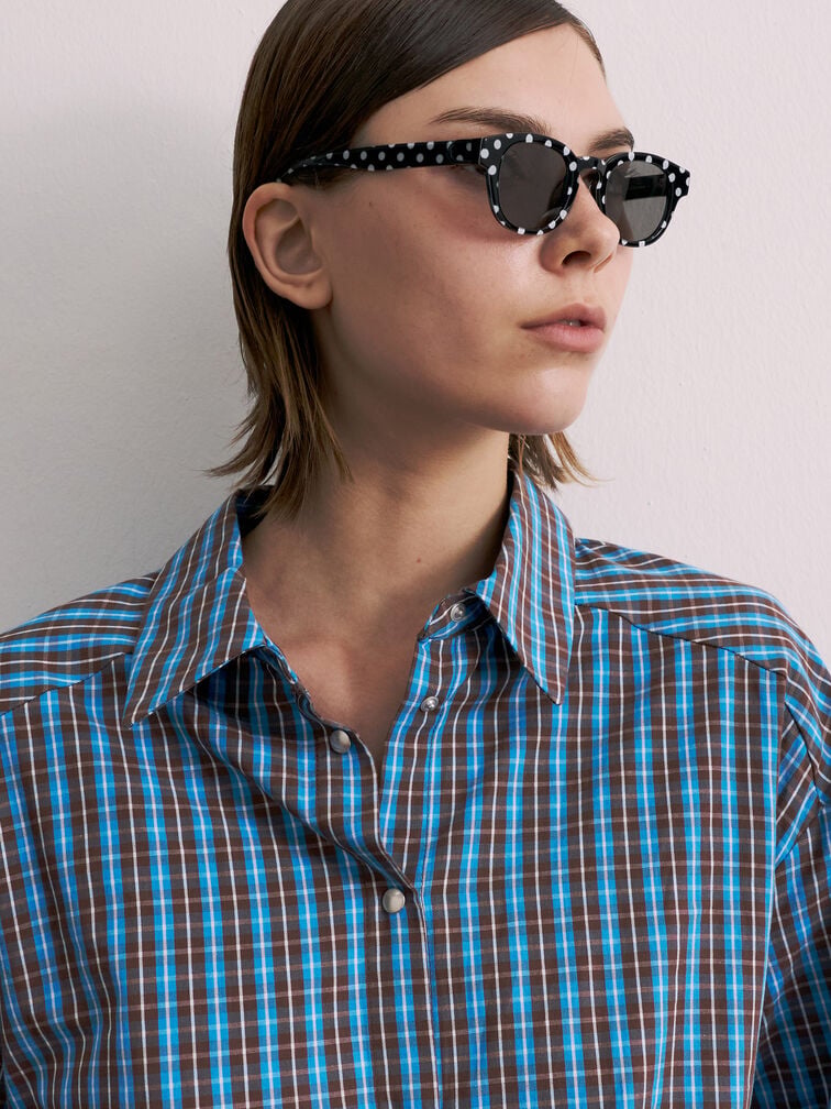 Girls' Gabine Polka-Dot Sunglasses, Black, hi-res