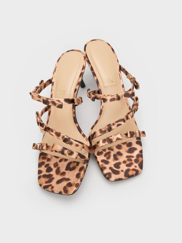 Jessy Leopard-Print Bow Heeled Sandals, Multi, hi-res