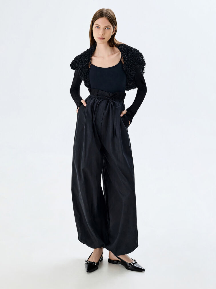 Aira Buckled-Strap Slingback Flats, Black Box, hi-res