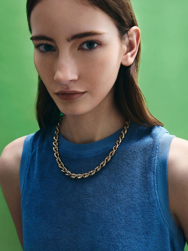 Kris Chain-Link Choker Necklace, Gold, hi-res