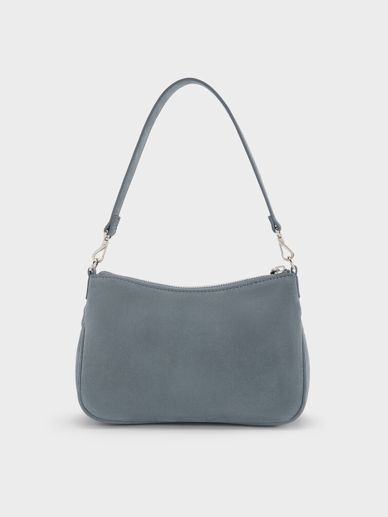 Mini Reese Ruched Bow Shoulder Bag, Smoky Blue, hi-res