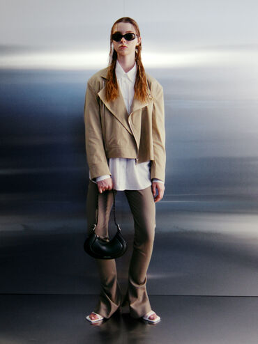 Petra Grommet-Strap Curved Shoulder Bag, Noir, hi-res