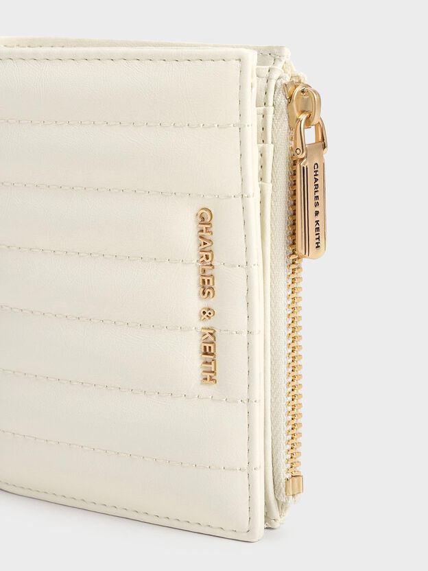 Donna Panelled Top-Zip Wallet, Cream, hi-res