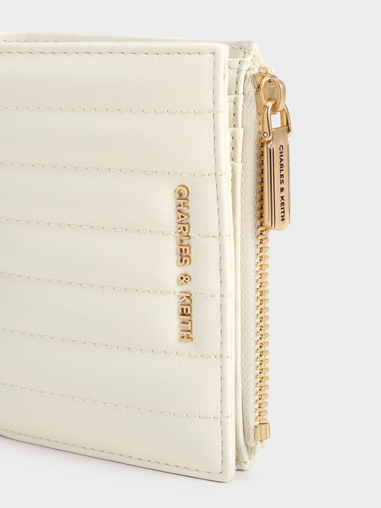 Donna Crinkle-Effect Panelled Top-Zip Wallet, Cream Donna Crinkle-Effect Panelled Top-Zip Wallet, Cream, hi-res