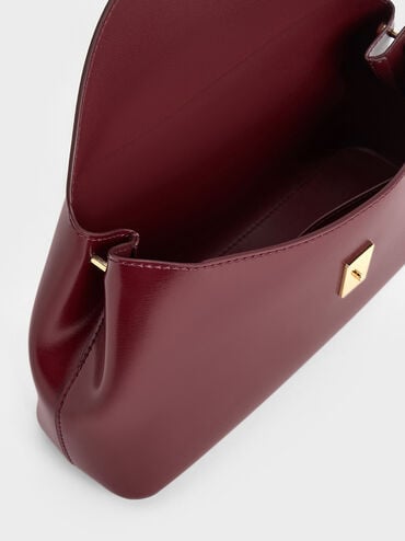 Wisteria Metallic-Accent Shoulder Bag, Burgundy, hi-res